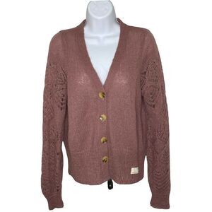 NWOT Odd Molly Uncorporated Mauve V-Neck Cardigan Sweater size 1 or 6 Open Knit